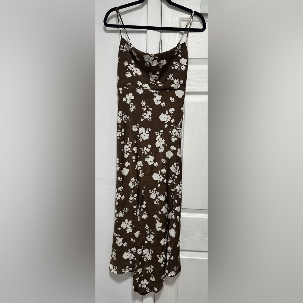 No Boundaries Brown and White Floral Dress